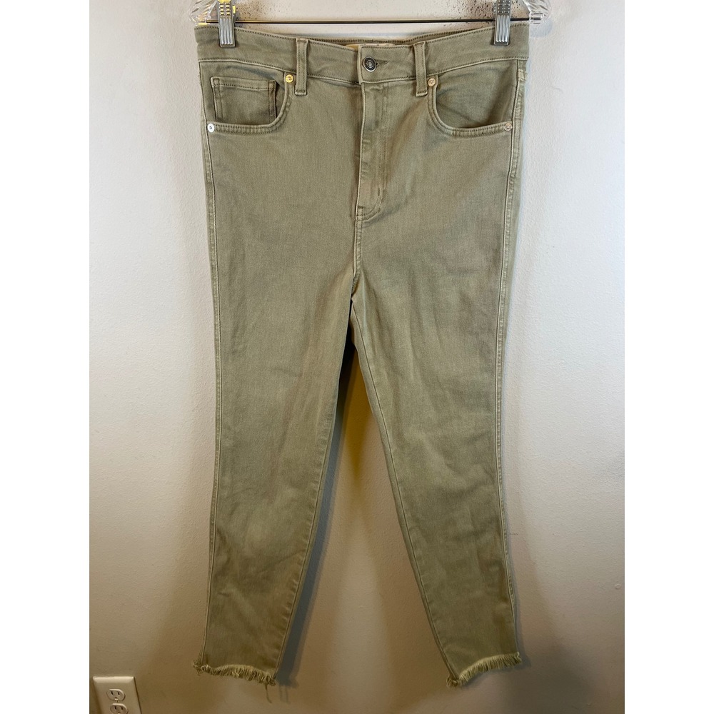 We The Free Womens Skinny Jeans Raw Frayed Hem Olive Green Size 31